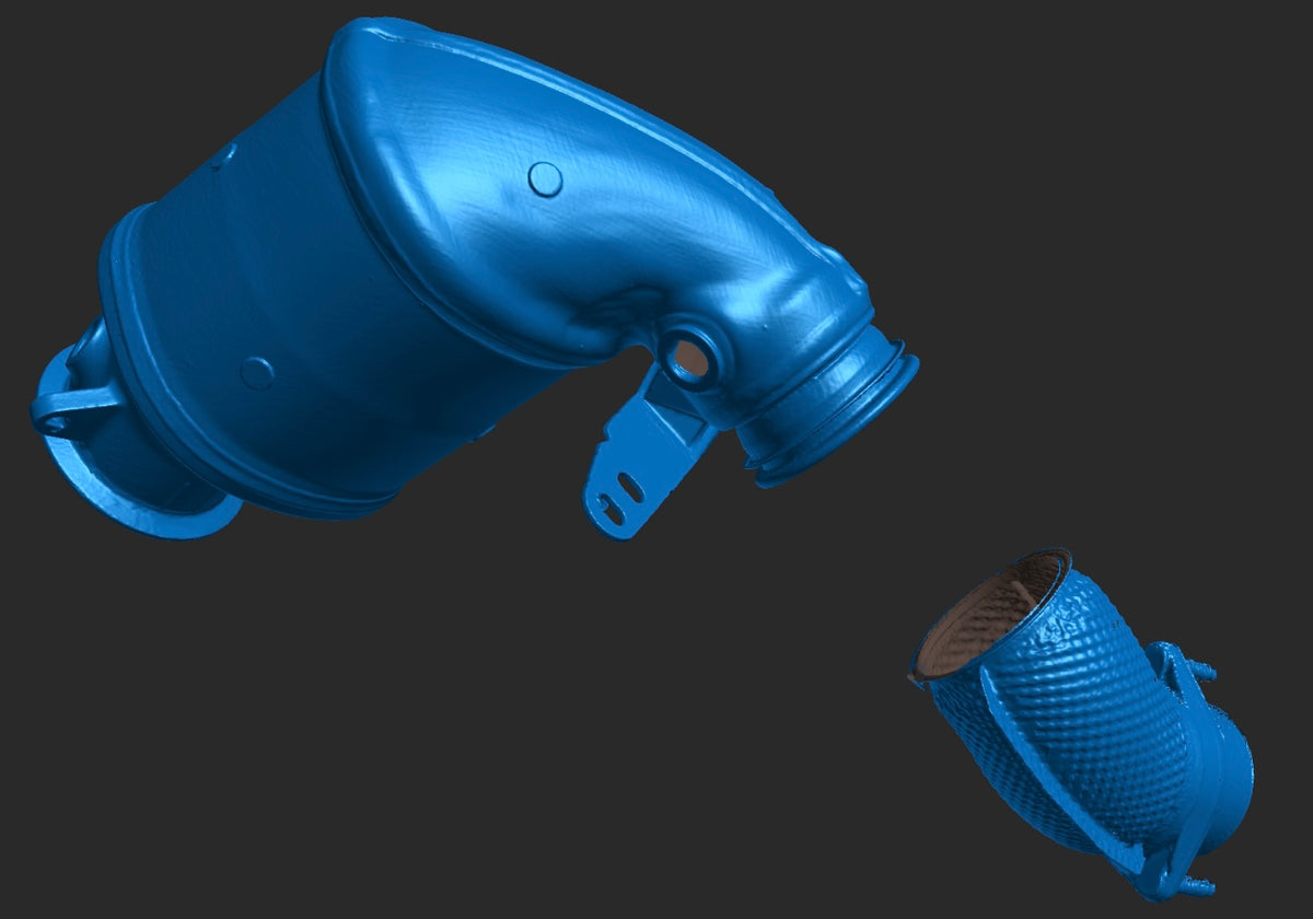 Completed 3D scan of an automotive exhaust component